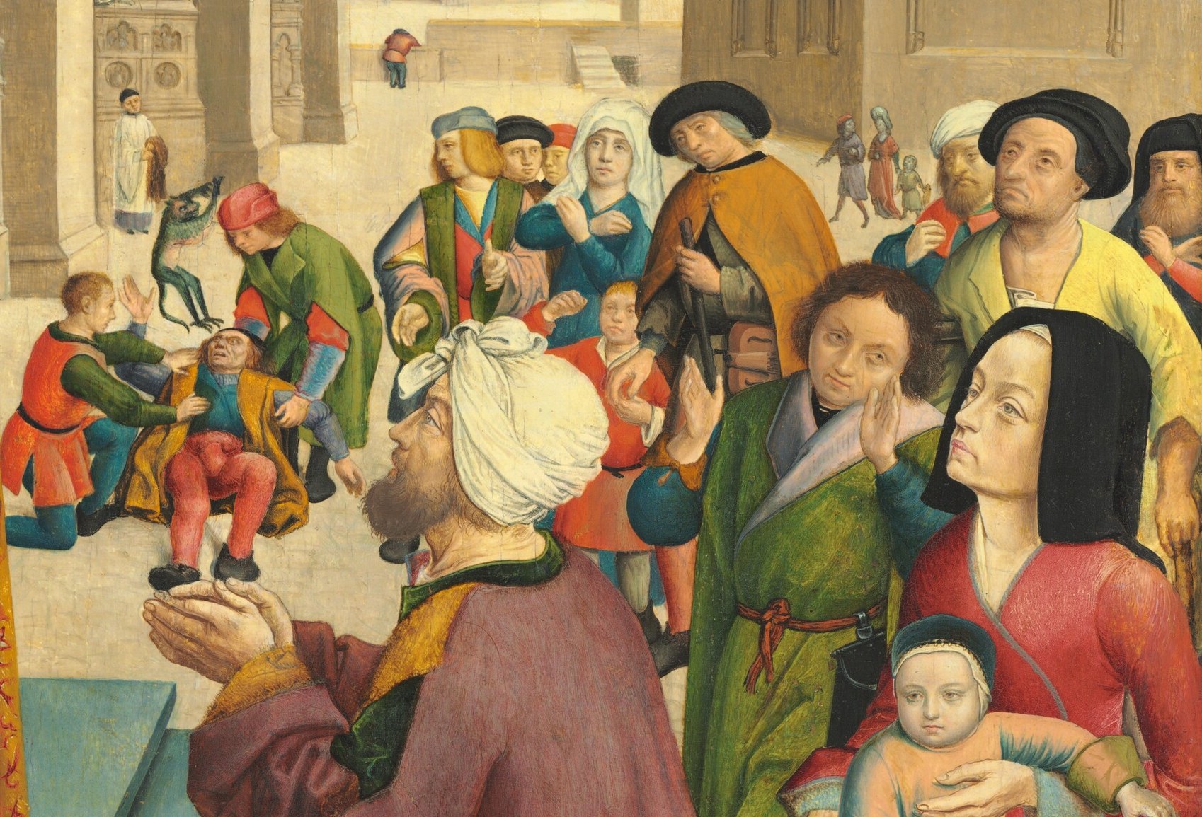 The artist known as Master of Saint Giles filled the scene.