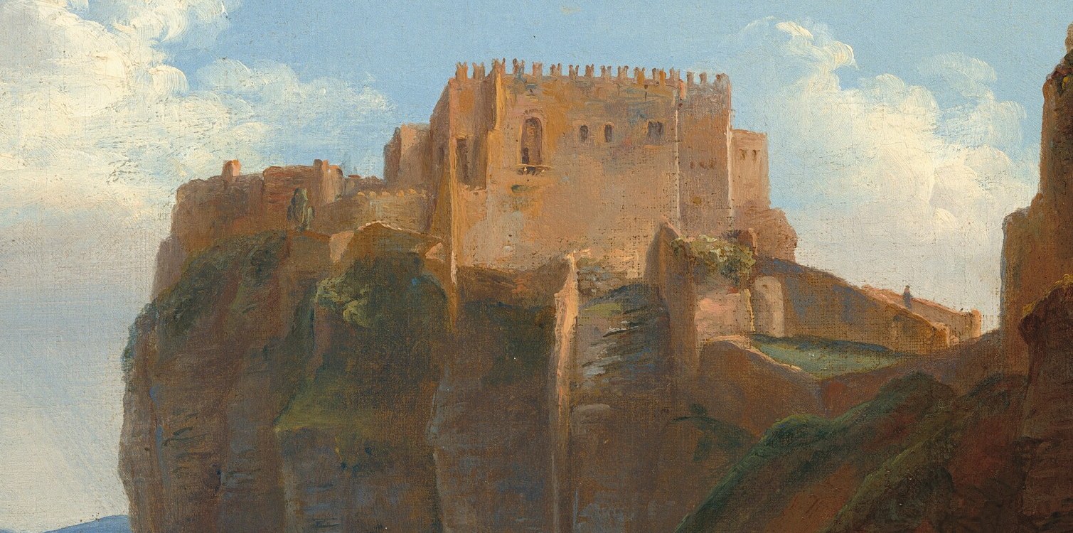 The Castello di San Giuliano dominates the Sicilian landscape.