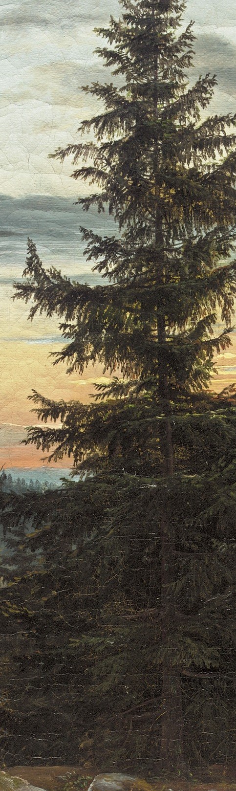 Its dark silhouette anchors the composition and frames the sunset.
