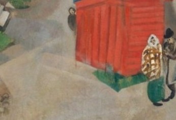And there, above the market, a horse drifts through the sky.