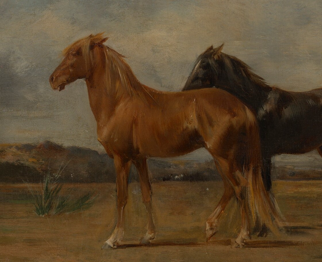 He chose oil on wood, allowing for precise details and smooth light.