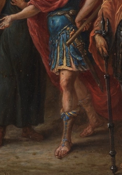 Godfrey stands firm in ornate armor.