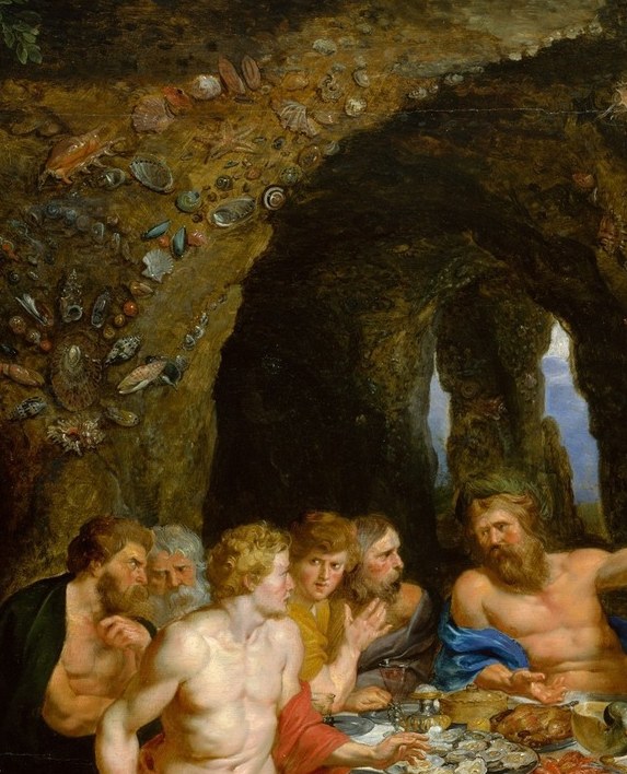 The rapt listener is Theseus, the hero who will soon leave.
