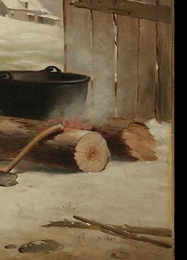 The hot water in this brazier scalds the skin, loosening the feathers.