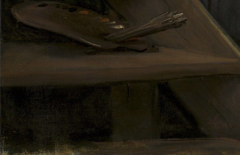 He placed his tools in the foreground to signal his trade.