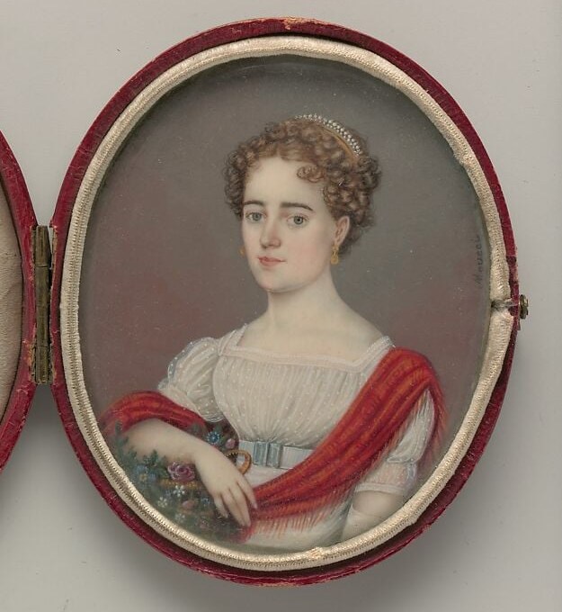 The unadorned background focuses all attention on the sitter, emphasizing her presence.