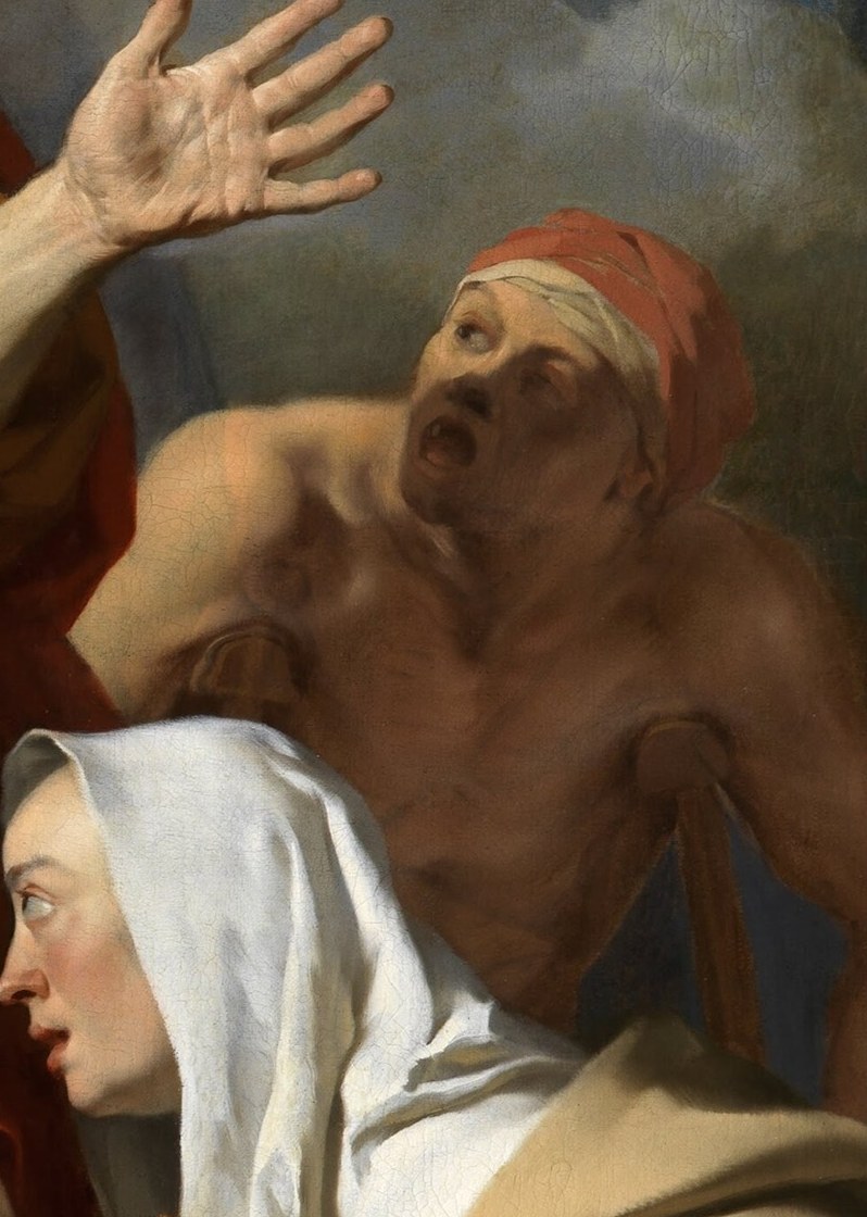 Look at the man with the red headband.