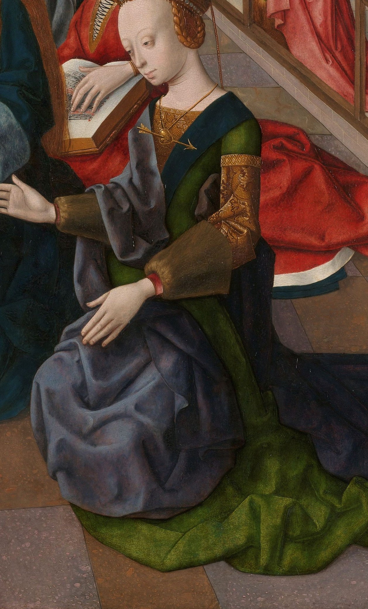 One reads intently, her devotion is quiet, scholarly.