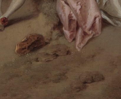 And hidden at the hem of the white dress: a tiny dog.