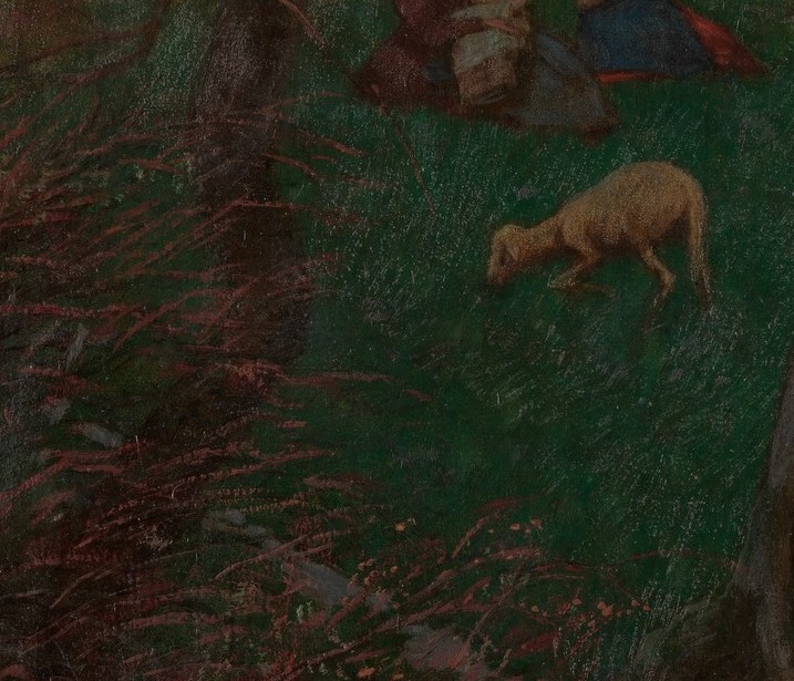 She is not lost. She is a shepherdess, and these are her sheep.