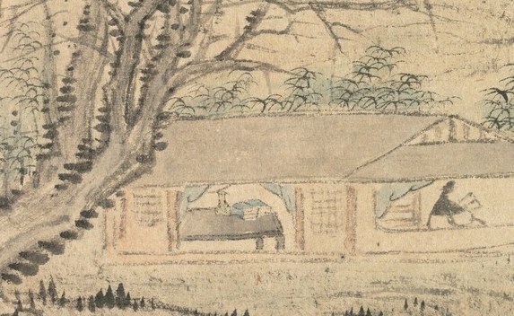 Here, a scholar finds solitude by a cascading waterfall.
