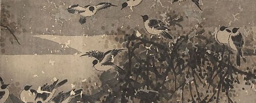 Inside the tree, a few birds remain still.