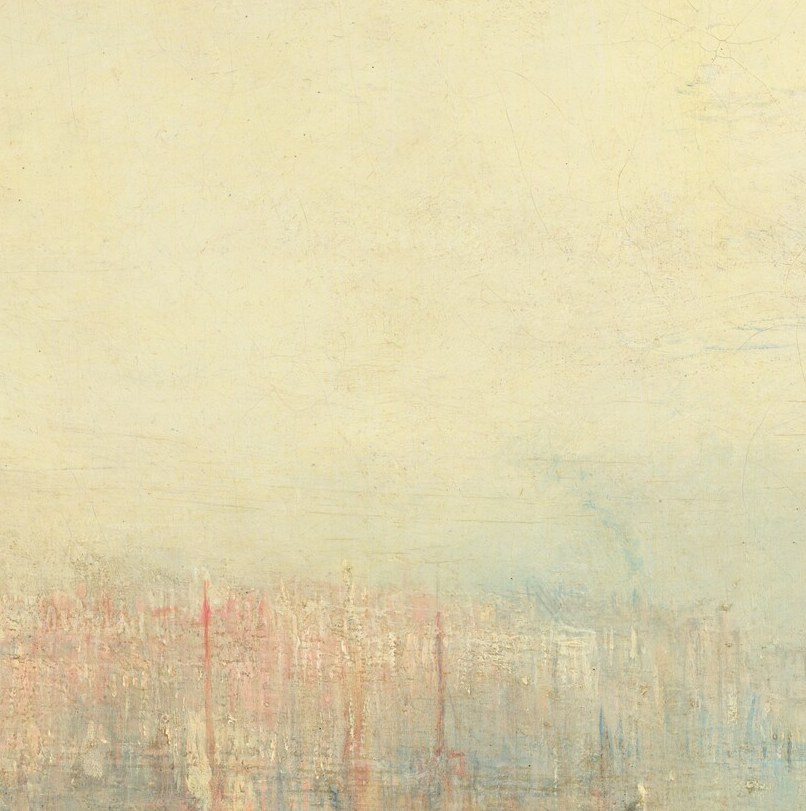 Its prominent position and luminous rendering suggest spiritual or civic importance.