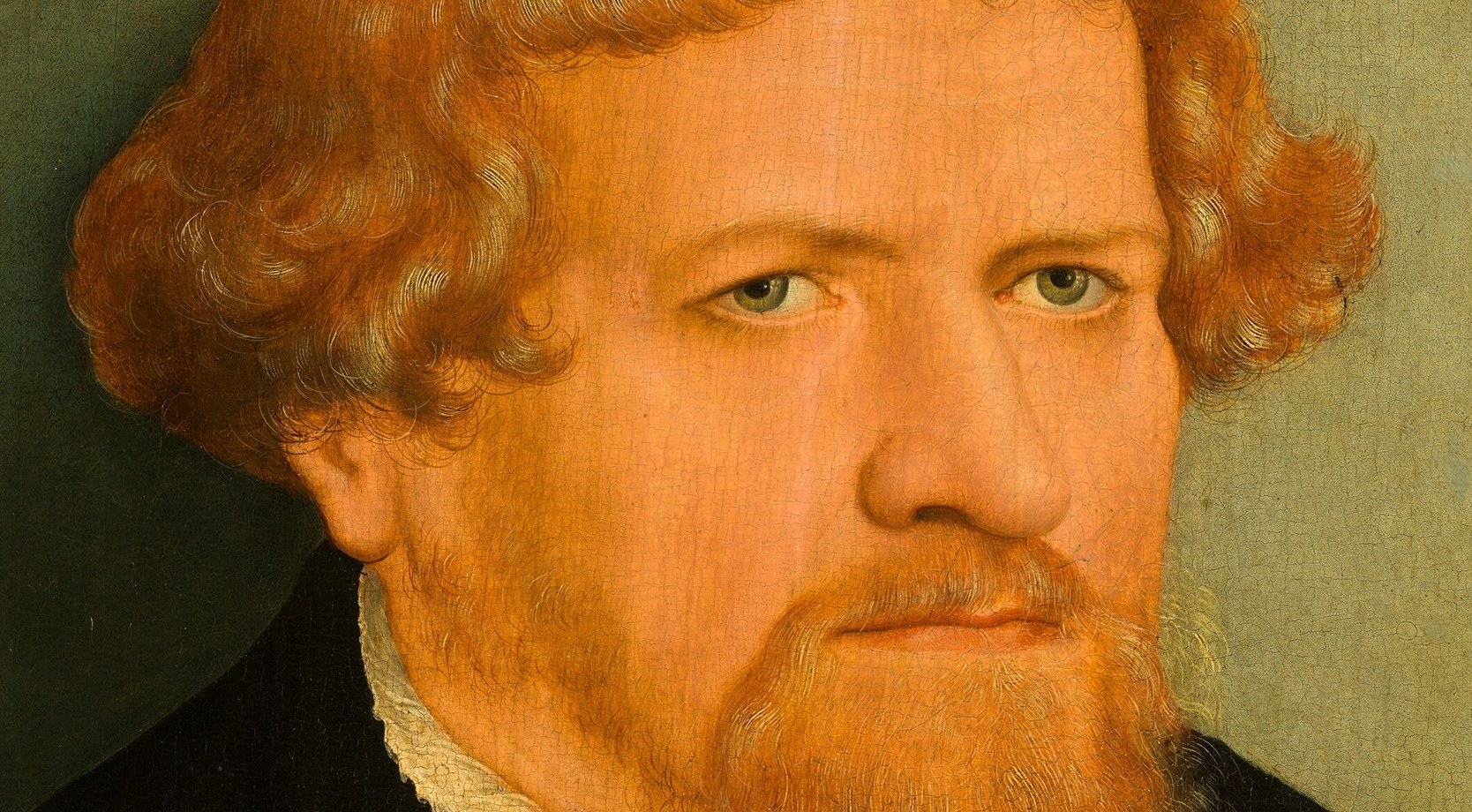 His precise bowl cut and beard were fashionable for German noblemen.