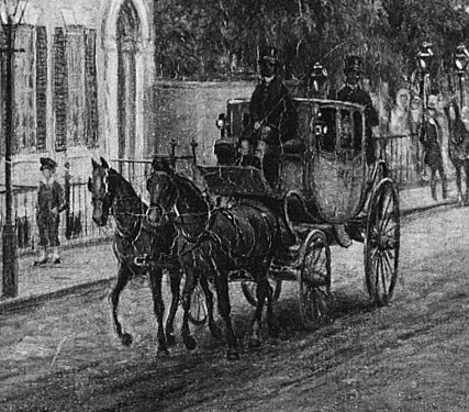 Horse-drawn carriages still filled the streets.