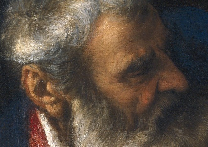 Simon's weathered face shows shared suffering.