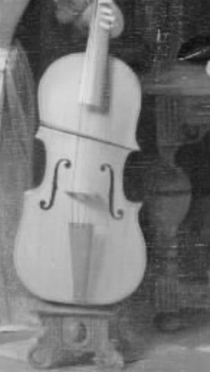 The prominent placement and detailed rendering of the cello highlight its importance in the musical activity.