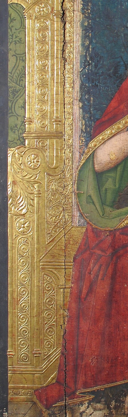 This panel was once part of a larger altarpiece.