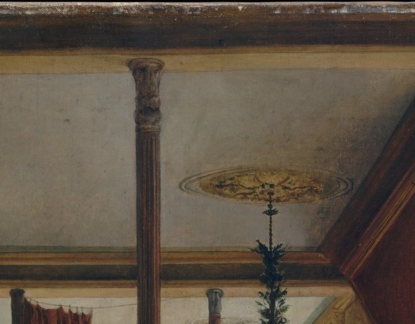 The chandeliers burn gas, a sign of institutional prestige in 1876.