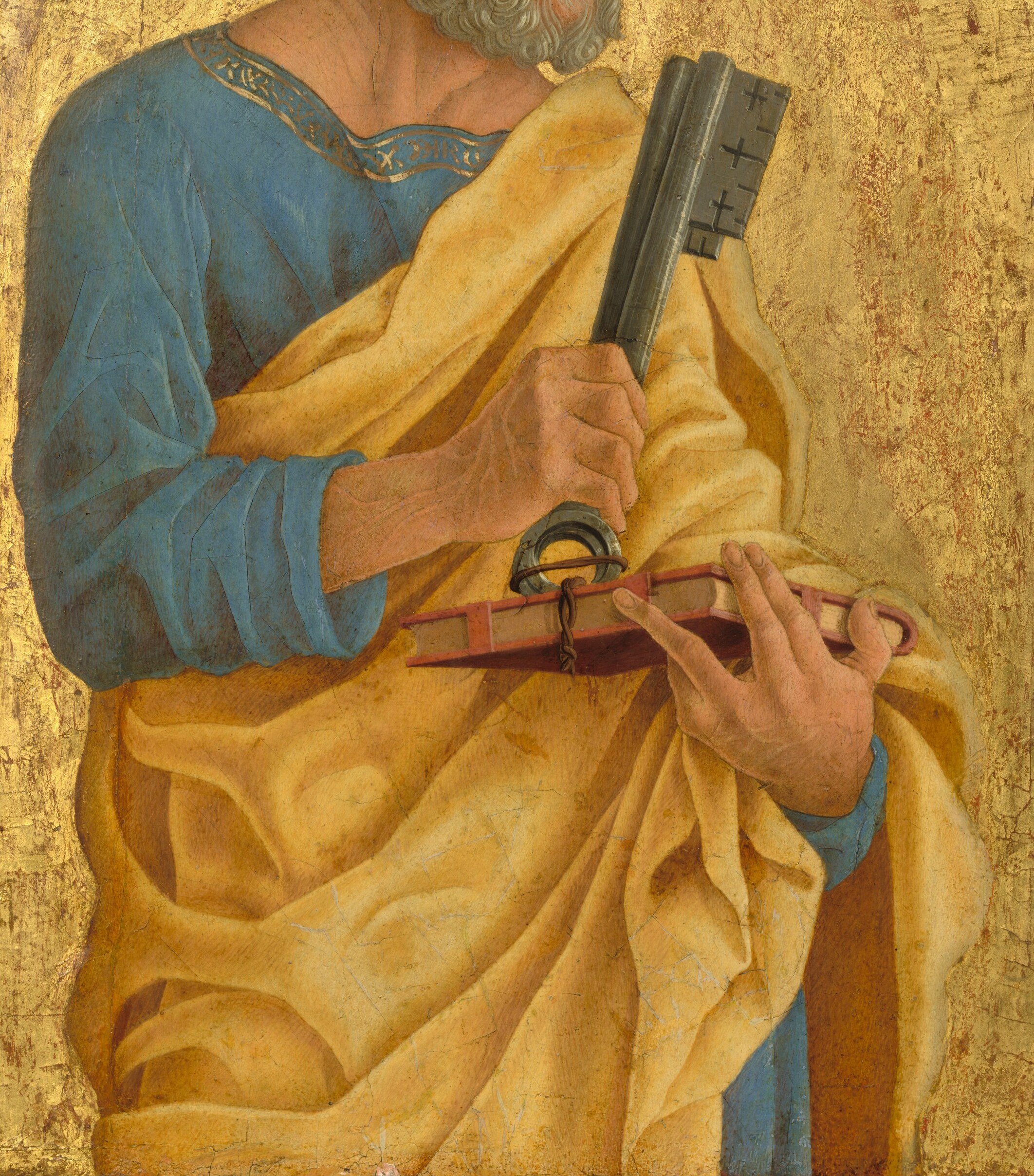 The human burden, beneath the golden mantle of divine authority.