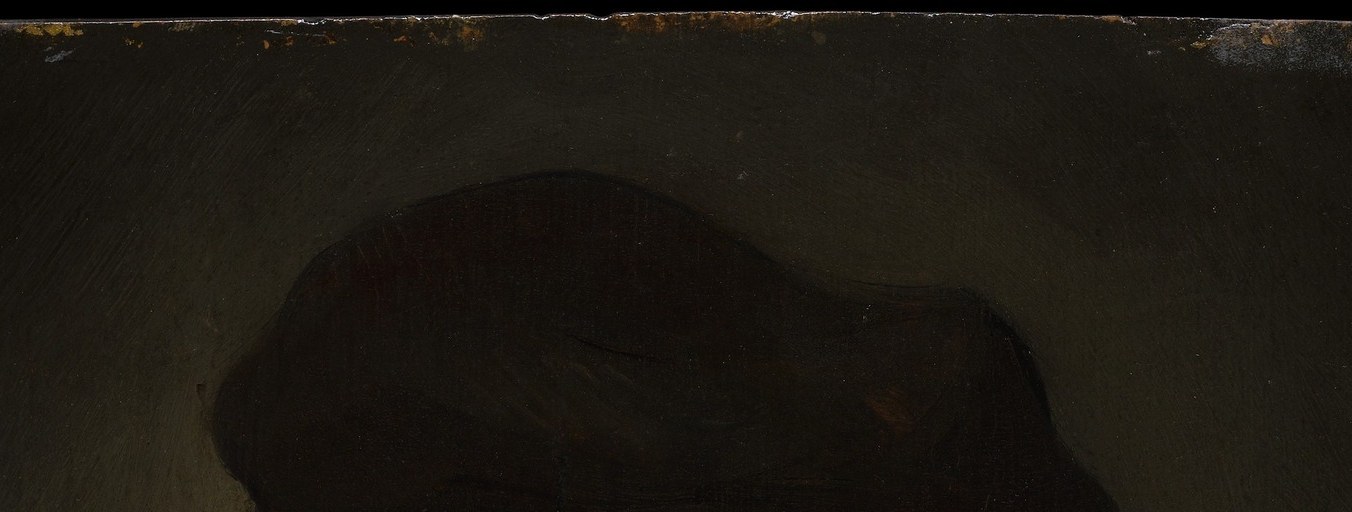 A signature prop in Rembrandt's early self-portraits; the hat frames and darkens the upper face, pressing the light source to do all the sculptural work below the brim.