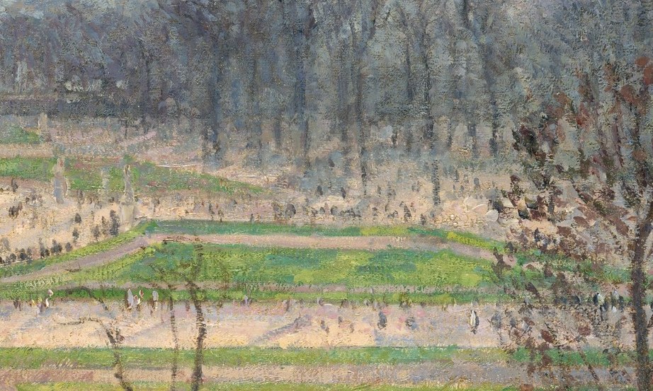 Scattered figures give pulse to the wide lawn.