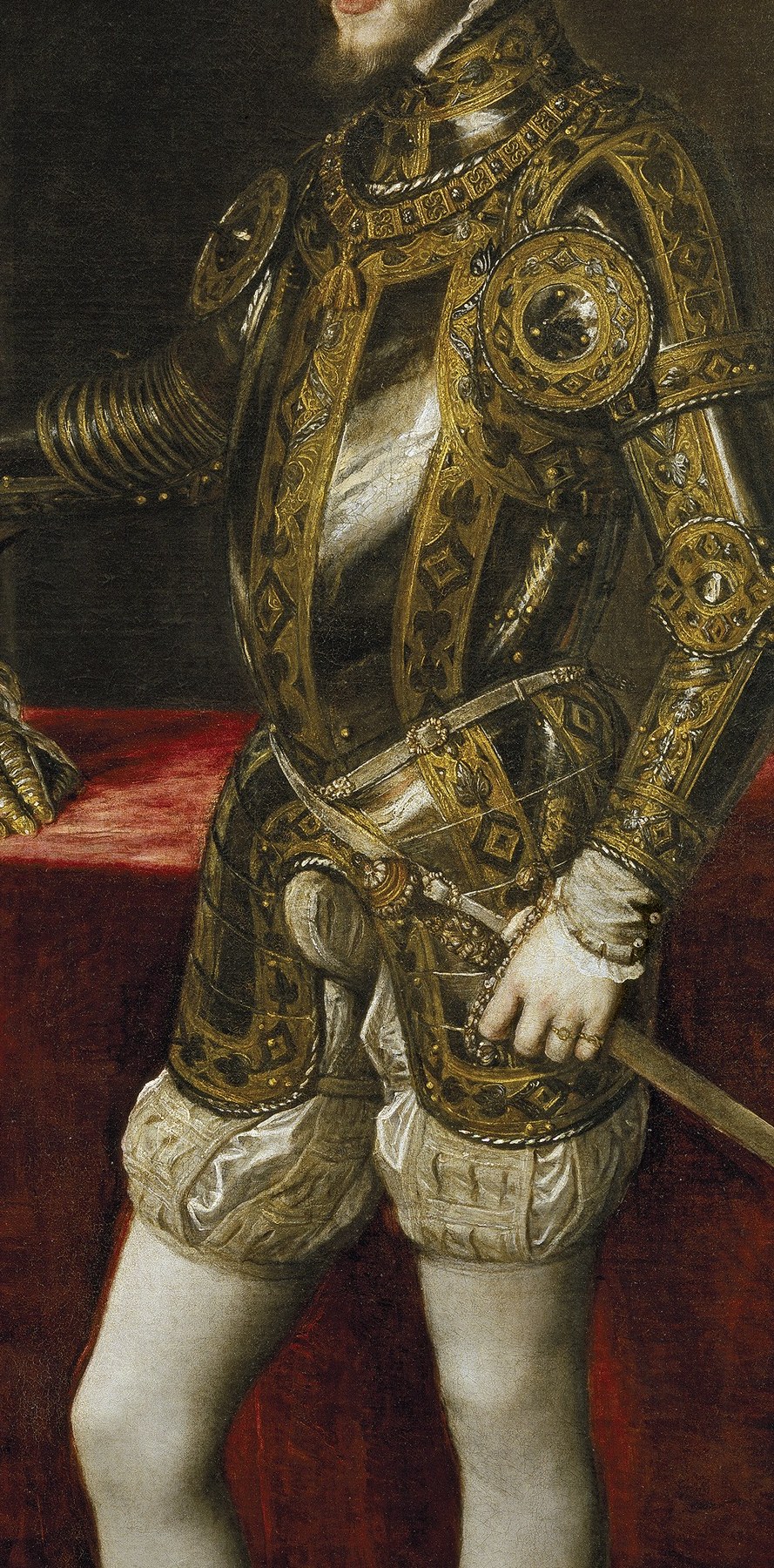 Rich gold armor gleams, ready for war.