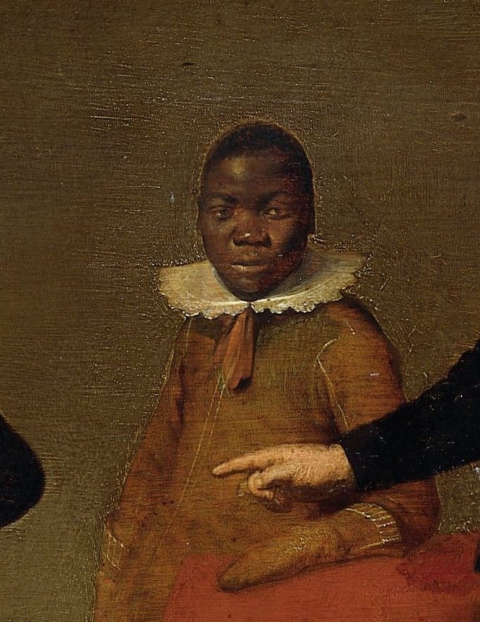 A Black man stands among them, hand clasped with the woman in red.