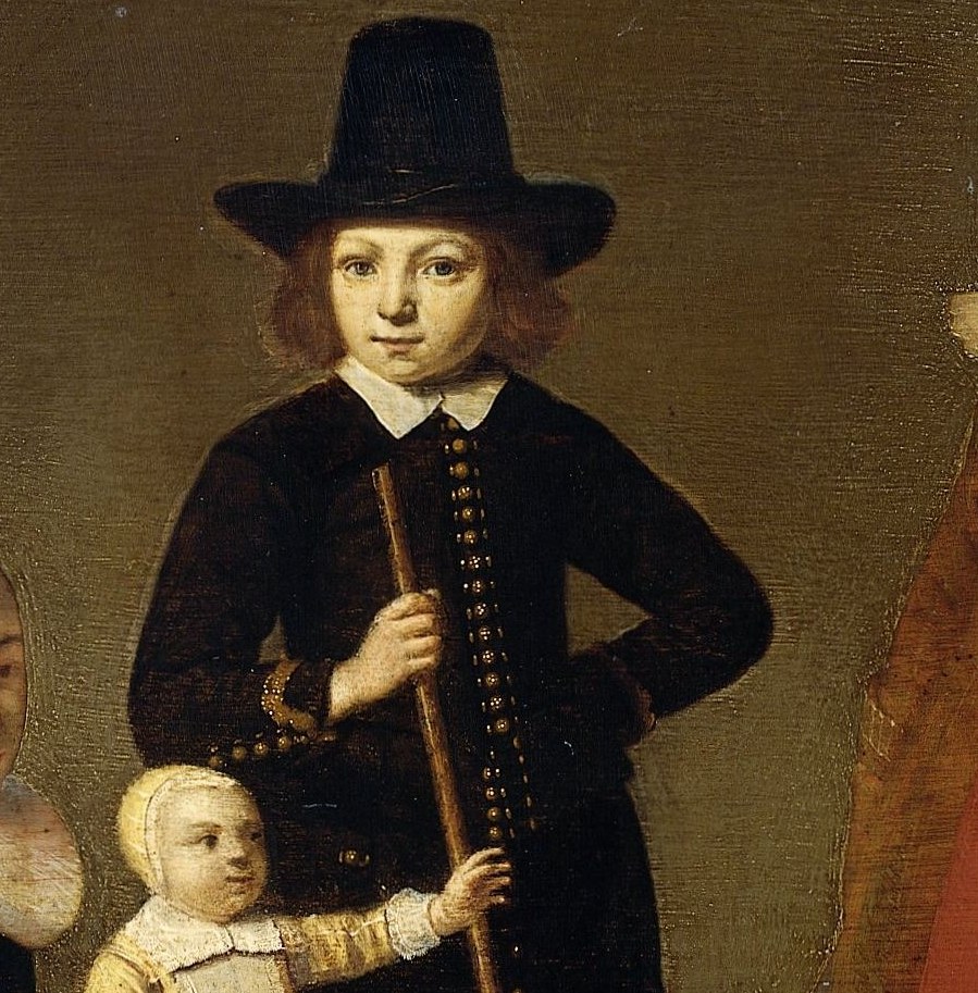 His son holds a violin, a mark of refinement.