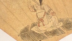 This figure on a leaf is typical of his stylized human forms.