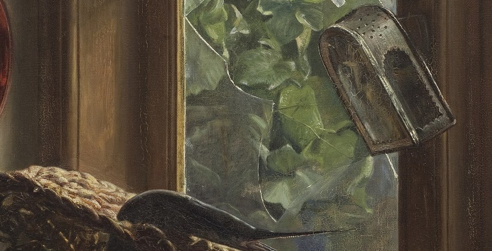 The splayed claws create a threatening silhouette , still menacing even in death , giving the still life an unexpected vitality