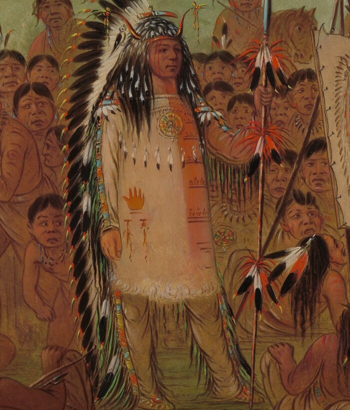 Here he paints Mah-to-toh-pa, a chief of the Mandan people.