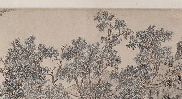 And the leaves? Not a wash. A thousand individual ink dots.