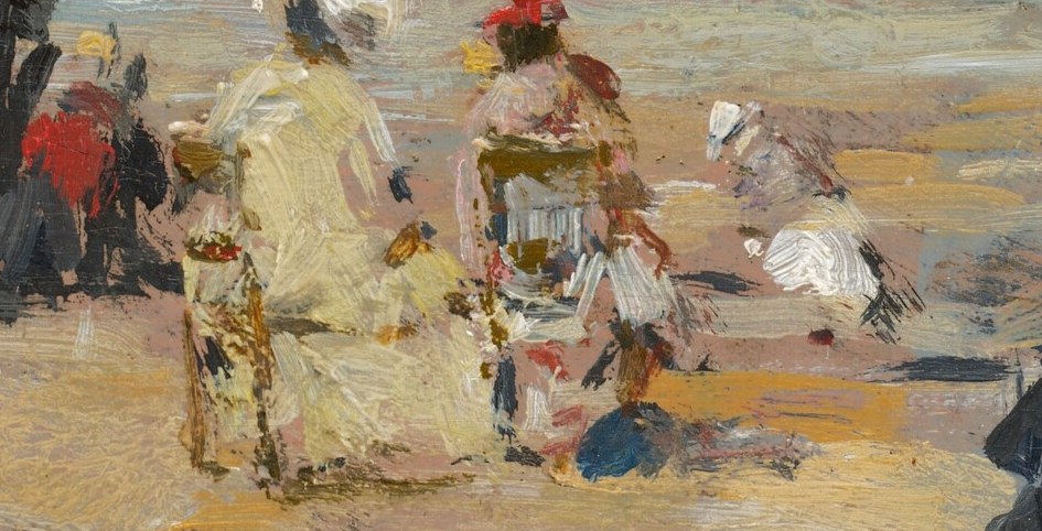 Women wore their best dresses, even on the sand.