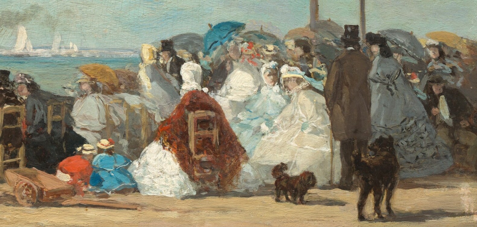 In 1863, he painted this fashionable crowd at Trouville.