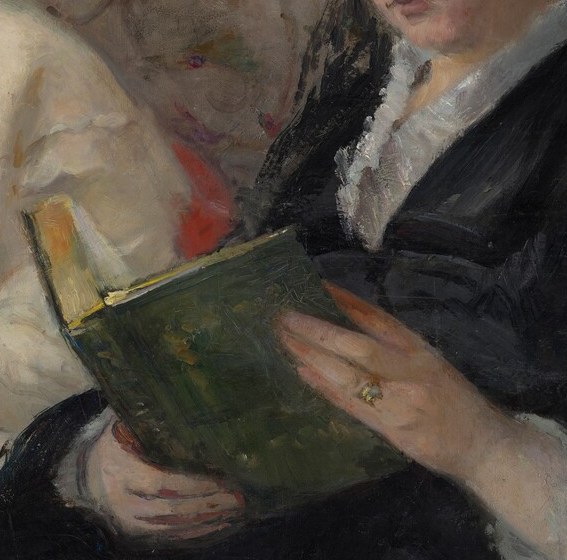 The painting's alternate title is 'The Reading' , this small object is the narrative pivot that divides the two women into reader and non-reader.