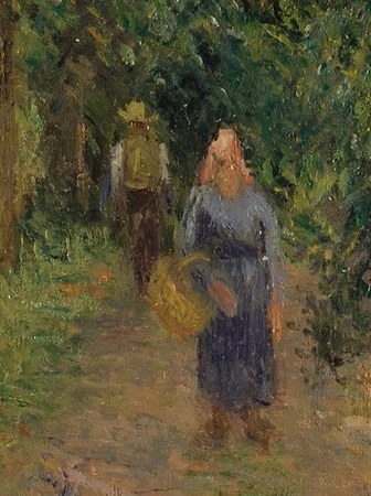 A man follows a few steps behind. They are not out for a stroll.