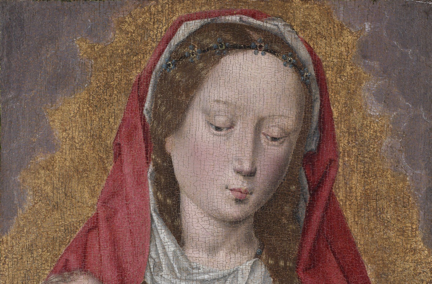 The shimmering gold creates a divine, otherworldly atmosphere, typical of religious art of the period.