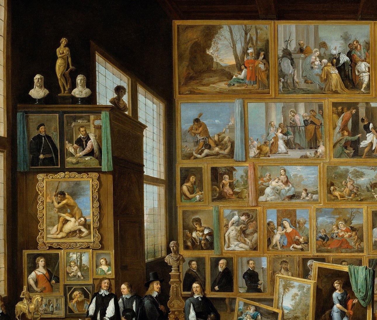 Look at the paintings on the walls. Each one is specific.