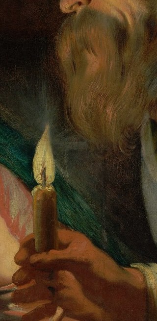Sole light source; Jordaens uses it to drive the entire chiaroscuro , everything warm and visible flows from this one point.