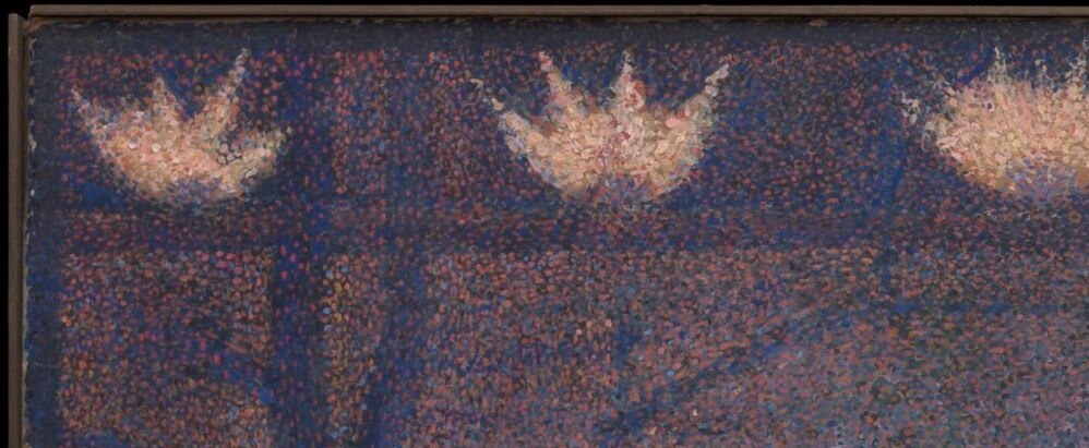 Most reproductions crop the top-left corner completely.