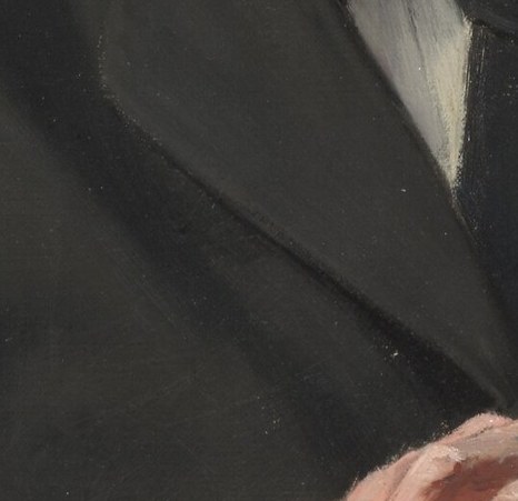 The artist captured his formal attire precisely.