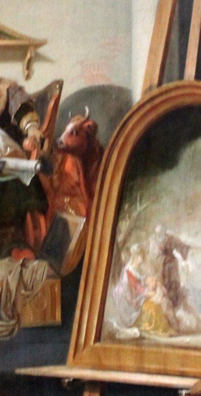 This painter shows us Luke the Evangelist, not just writing...