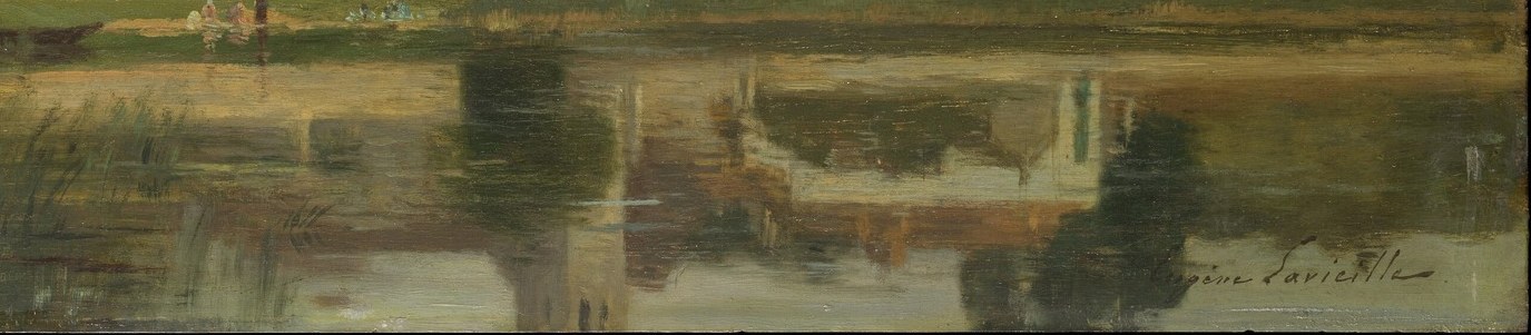 In the river's soft reflection, the village seems to float.
