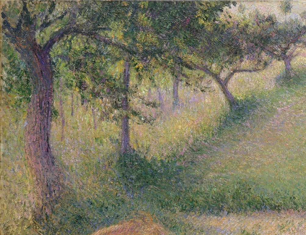 Pissarro used thick brushstrokes to give the scene a dreamlike quality.