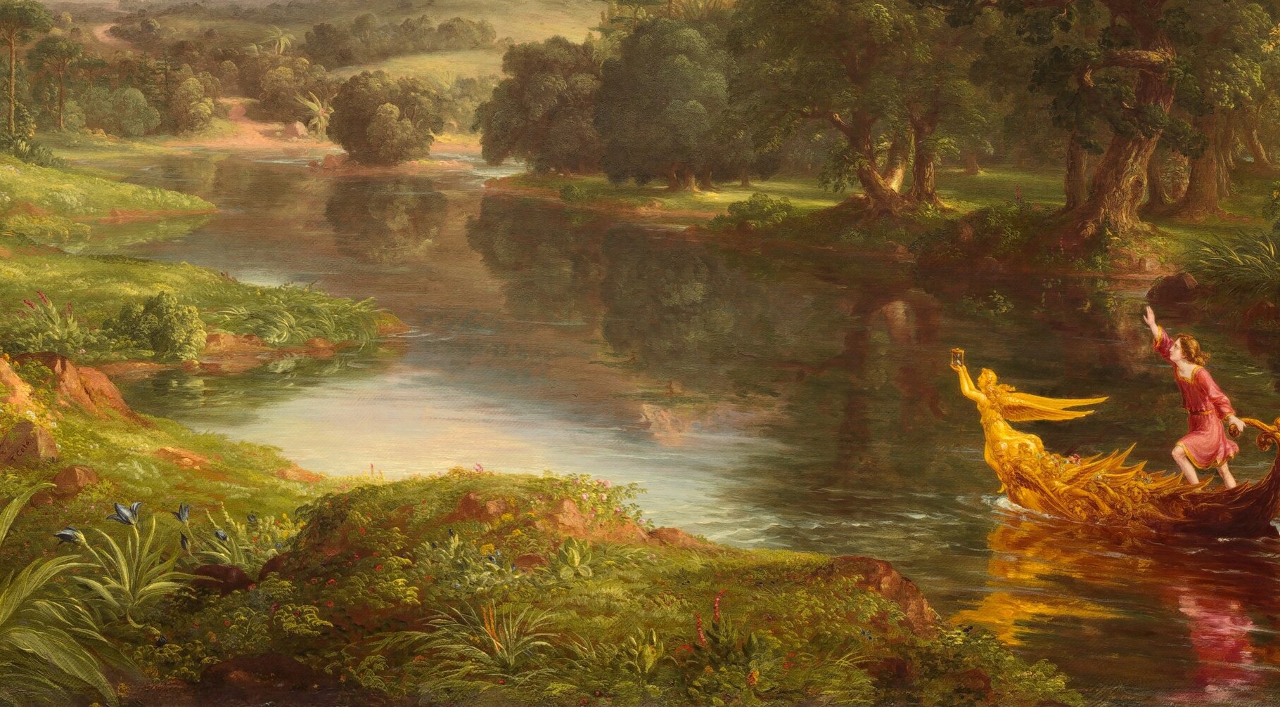 The boat is the same gilded vessel from his childhood.