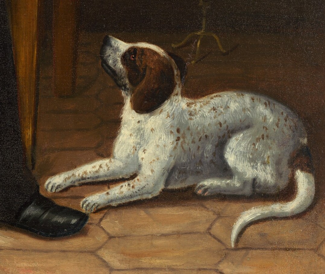 Even his loyal companion keeps vigil by his side.