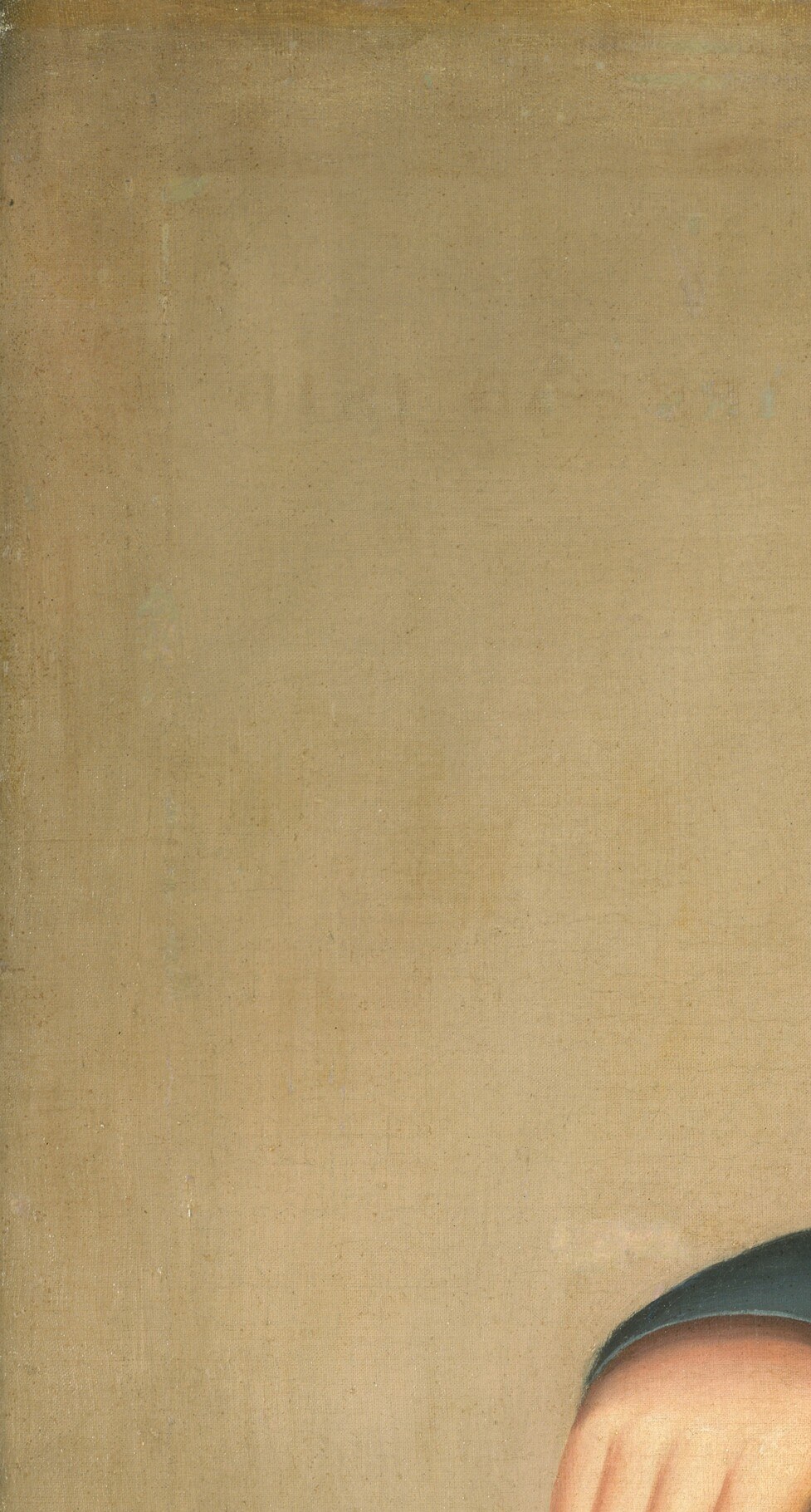 The undifferentiated ground is a deliberate convention that forces attention onto the sitter , worth lingering here to feel how blank space intensifies a portrait's pressure