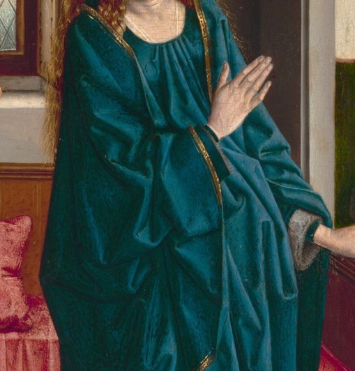Mary's hands: caught between shock and surrender.