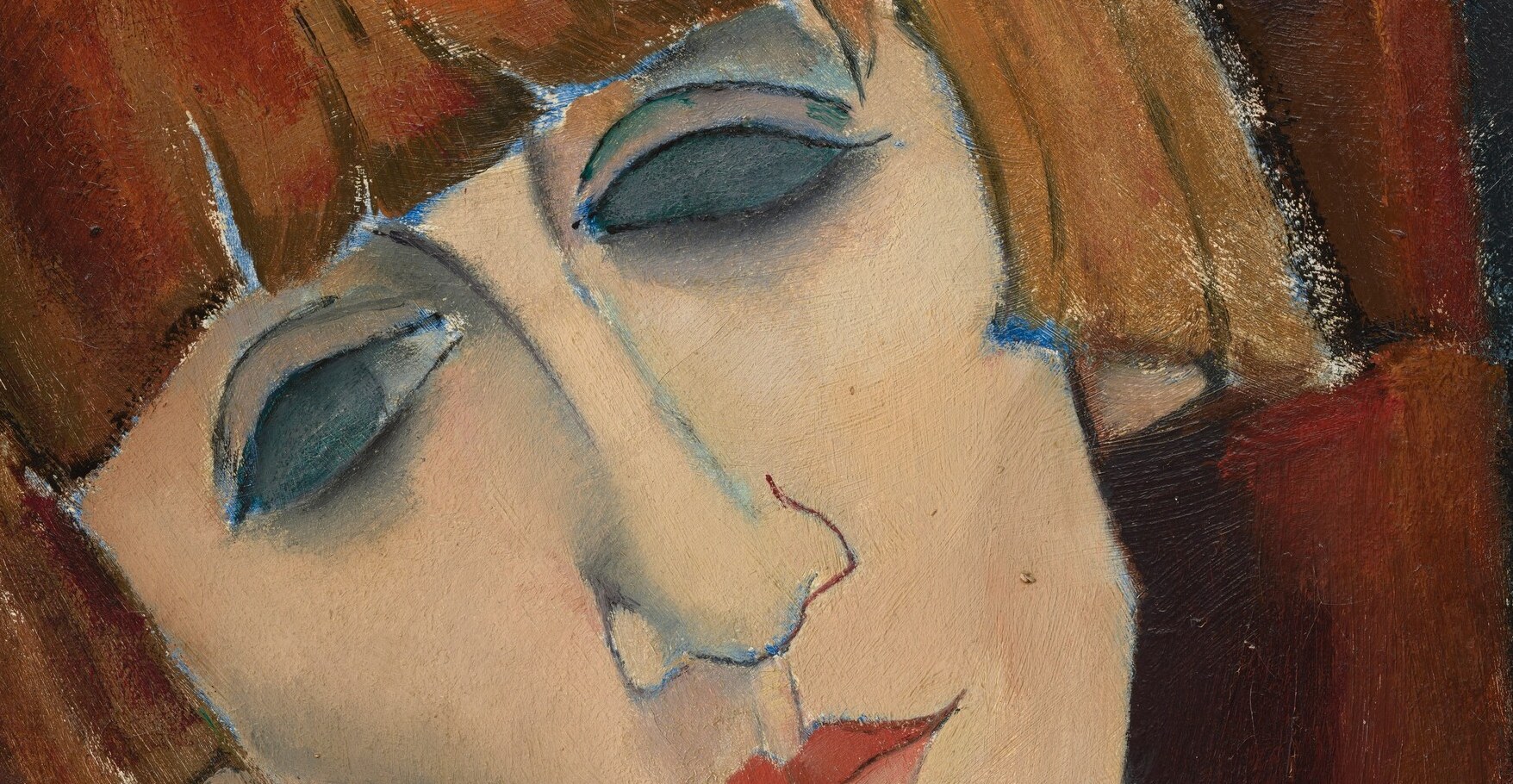 Look at the blank, almond-shaped eyes: no pupils at all.